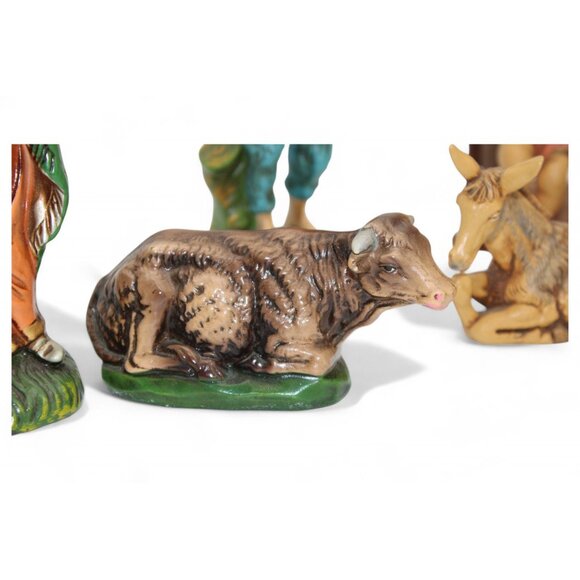 Vintage Hand-Painted Nativity Scene Set 12-Piece Christmas Décor Figures & Wood - Picture 3 of 12